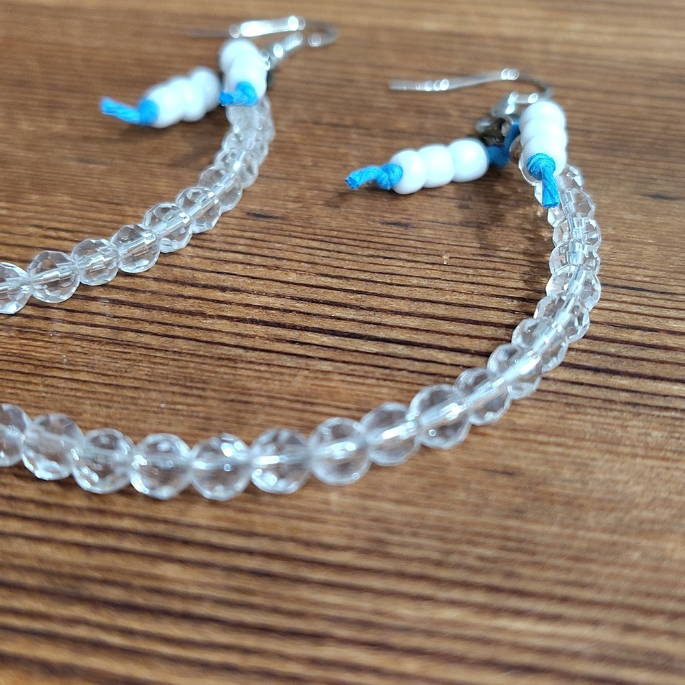 *5 For $20***Ladies Long Clear Beaded Dangle Earrings,  Handmade - Picture 6 of 8